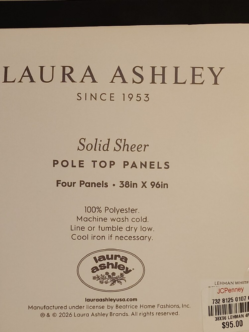 White Curtain Panels (Sheer) 4 Panels New With Tags 36x96 - Picture 5 of 10
